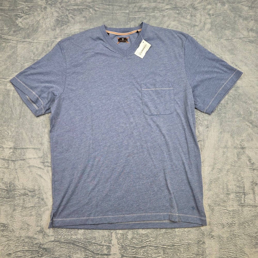 $95 New LEFT COAST TEE SHIRT Cotton Polyester Men’s LARGE L Heather Blue V-NECK