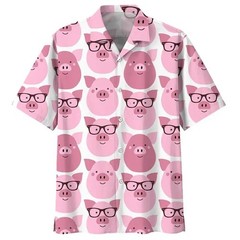Mens Button Down Shirts Funny Pig Animal Printed Hawaiian Tops Novelty Ugly Gift