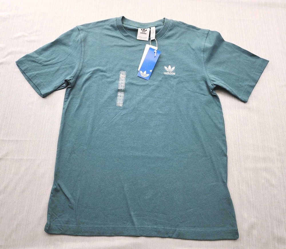 New Men’s Adidas Trefoil Essentials Tee Shirt Sz Small Mens Preloved Teal TShirt