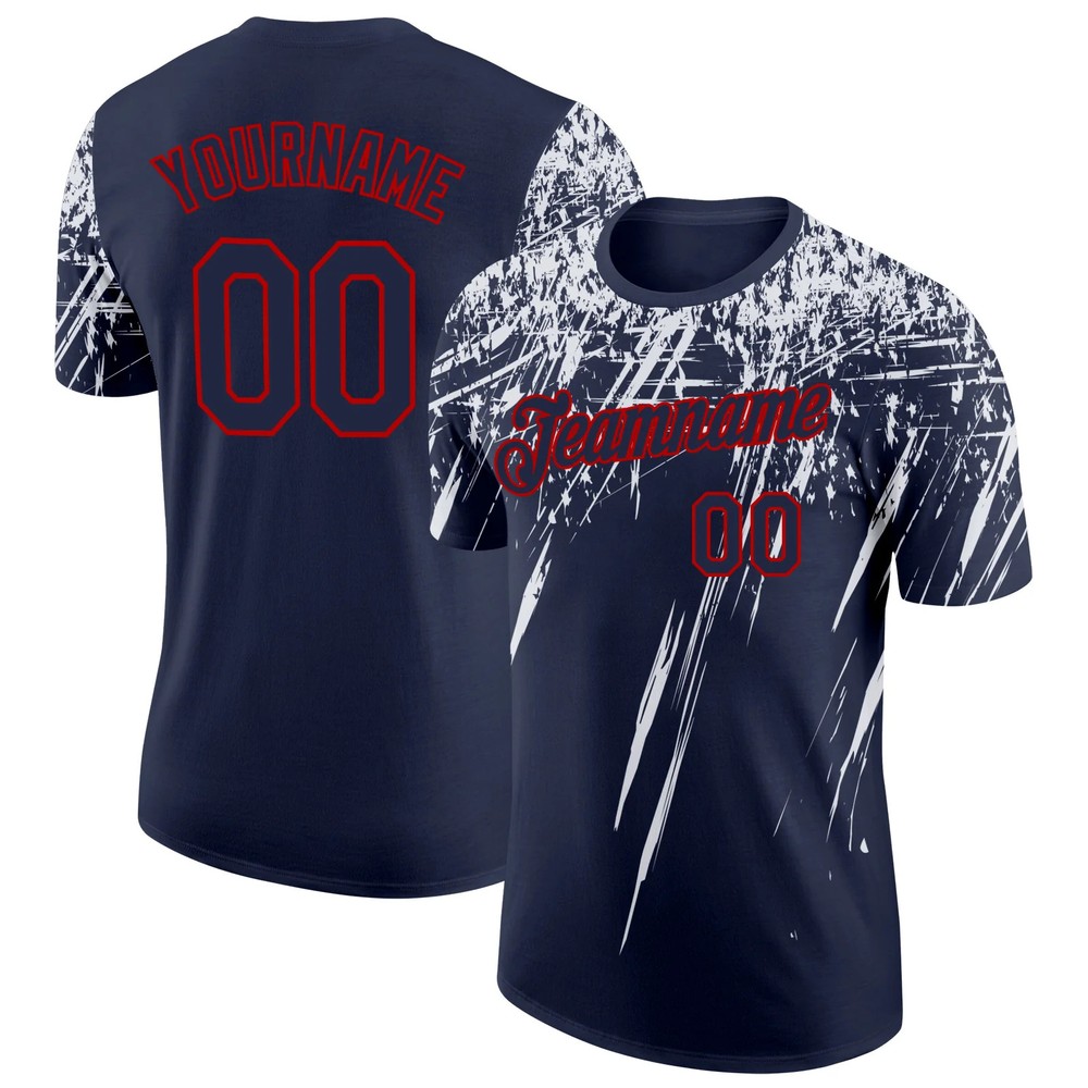 Custom Navy Red Distressed Art Shirt Unique Birthday Gift For Women