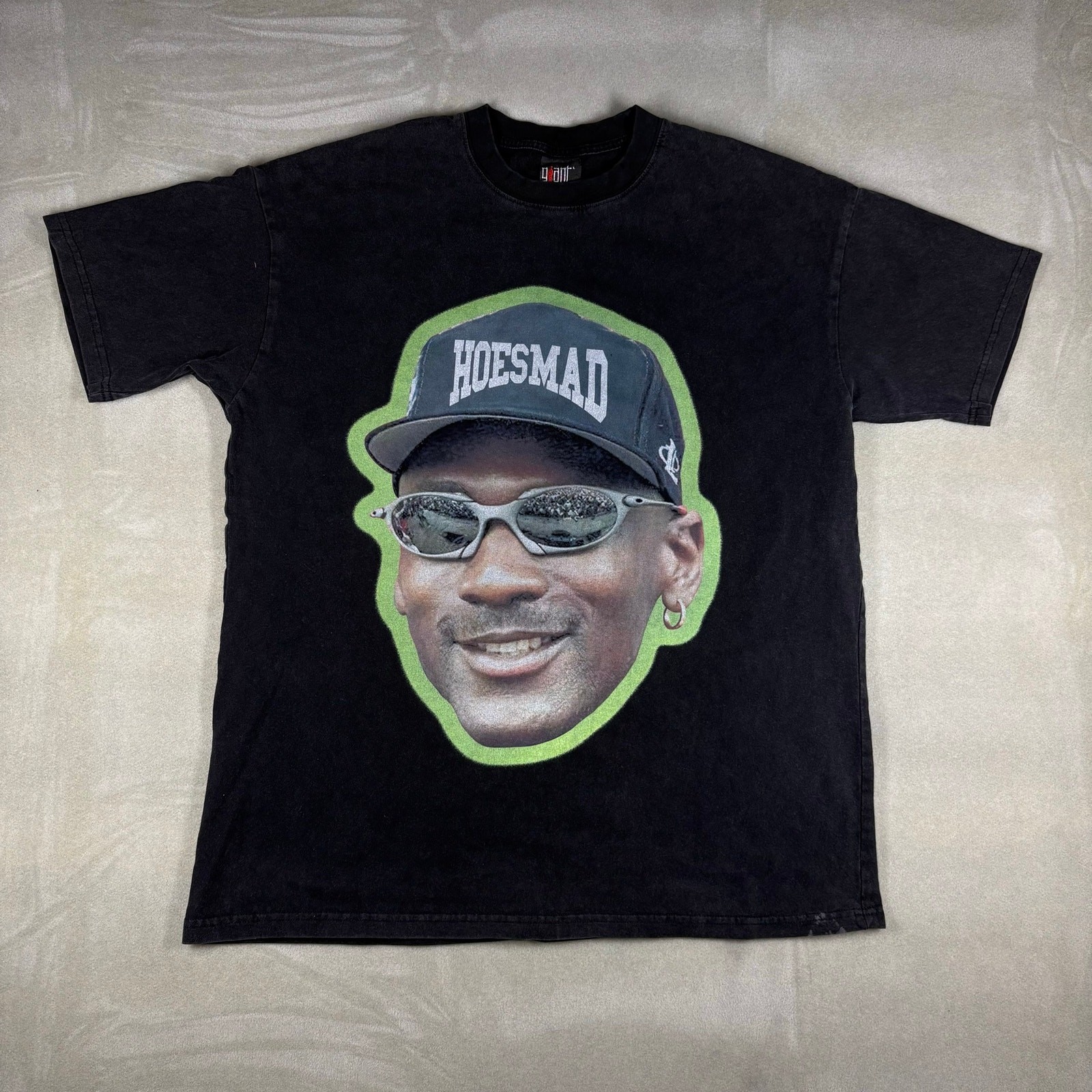 Michael Jordan HOESMAD Graphic T Shirt Black Giant Tee Jays USA Mens L gallery