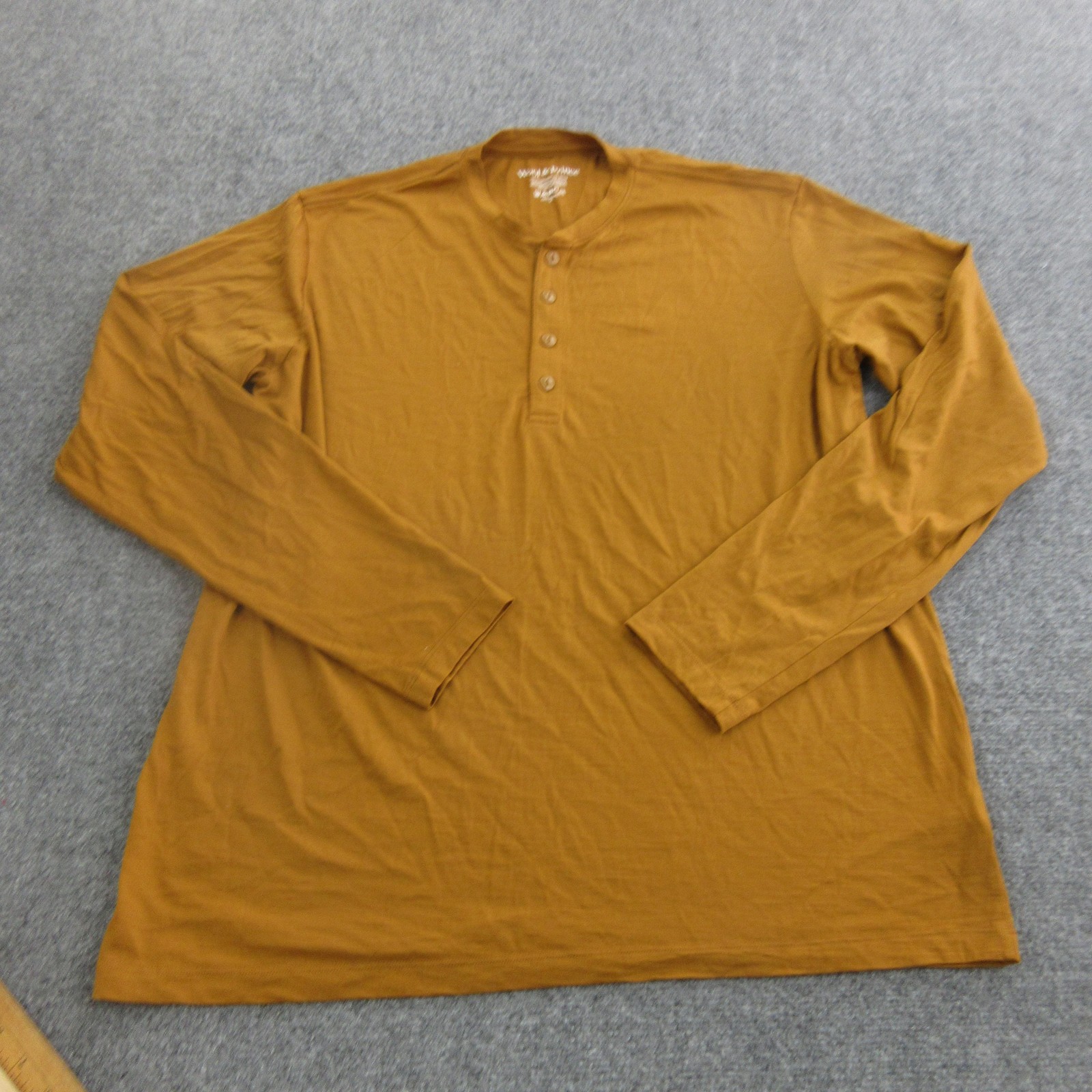 Wool & Prince Henley Shirt Mens XL Brown Long Sleeve Merino Wool Tee Top gallery