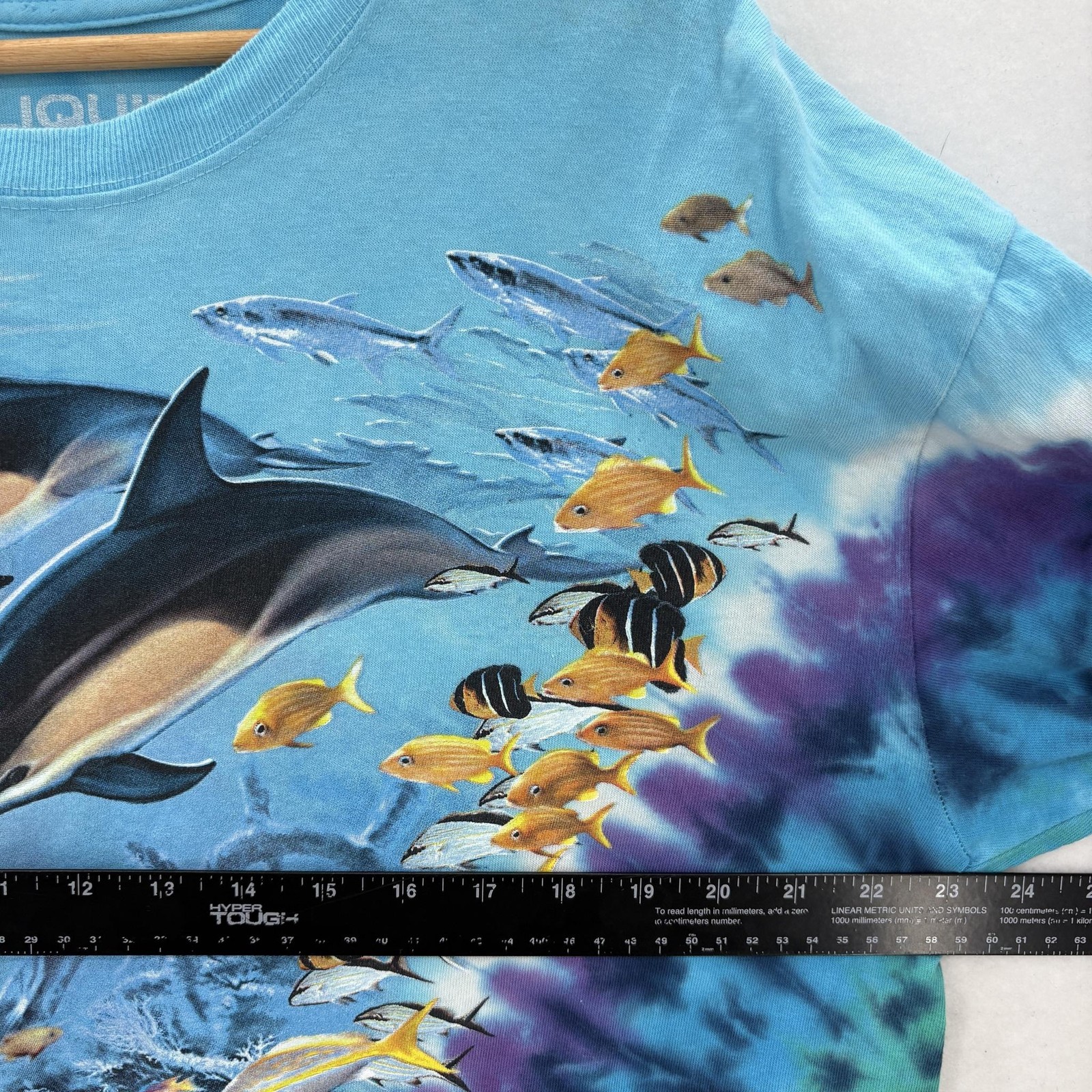 Vintage Liquid Blue Shirt Mens XL Blue Dolphin Sea Life Tie Dye Graphic 2000 gallery