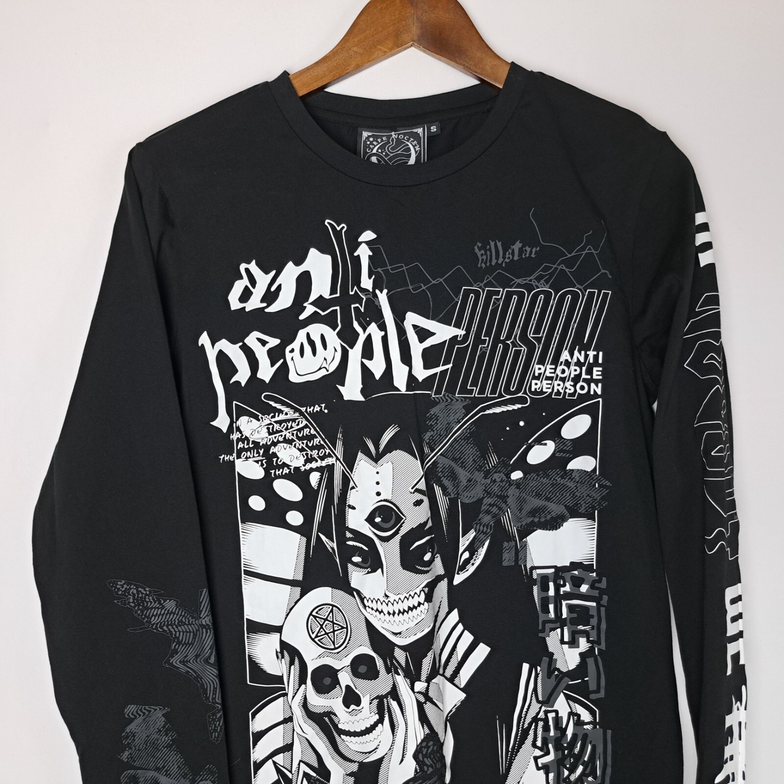 Killstar T-Shirt Mens Small Black Long Sleeve "ANTI PEOPLE PERSON" Skull gallery
