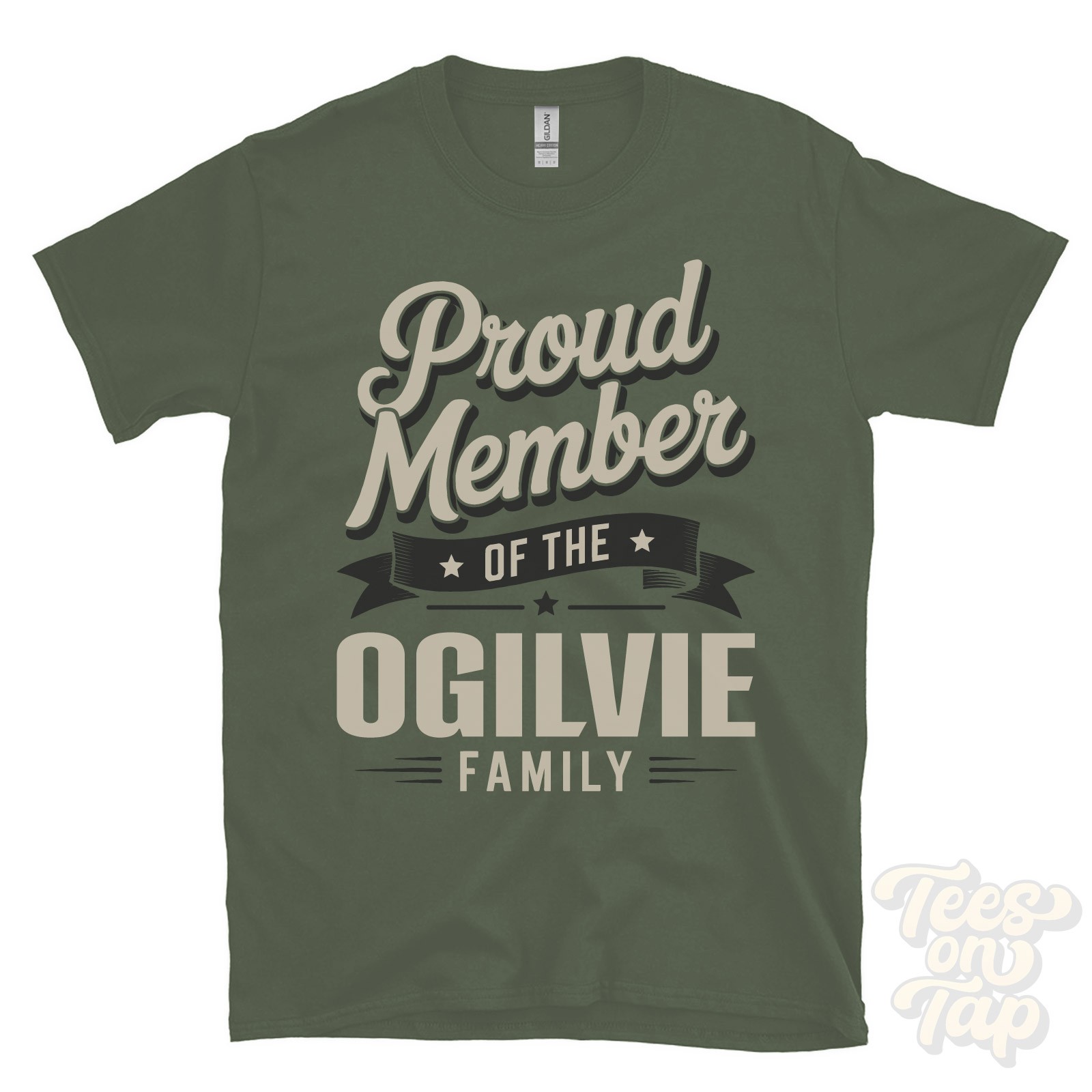 PROUD MEMBER OF THE OGILVIE FAMILY T-SHIRT surname last name heritage ancestry