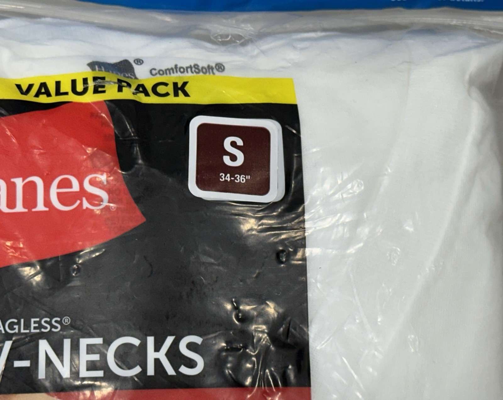 NWT HANES Men's V-Neck 6-Pack White Under Shirts New Tags Essential Small gallery