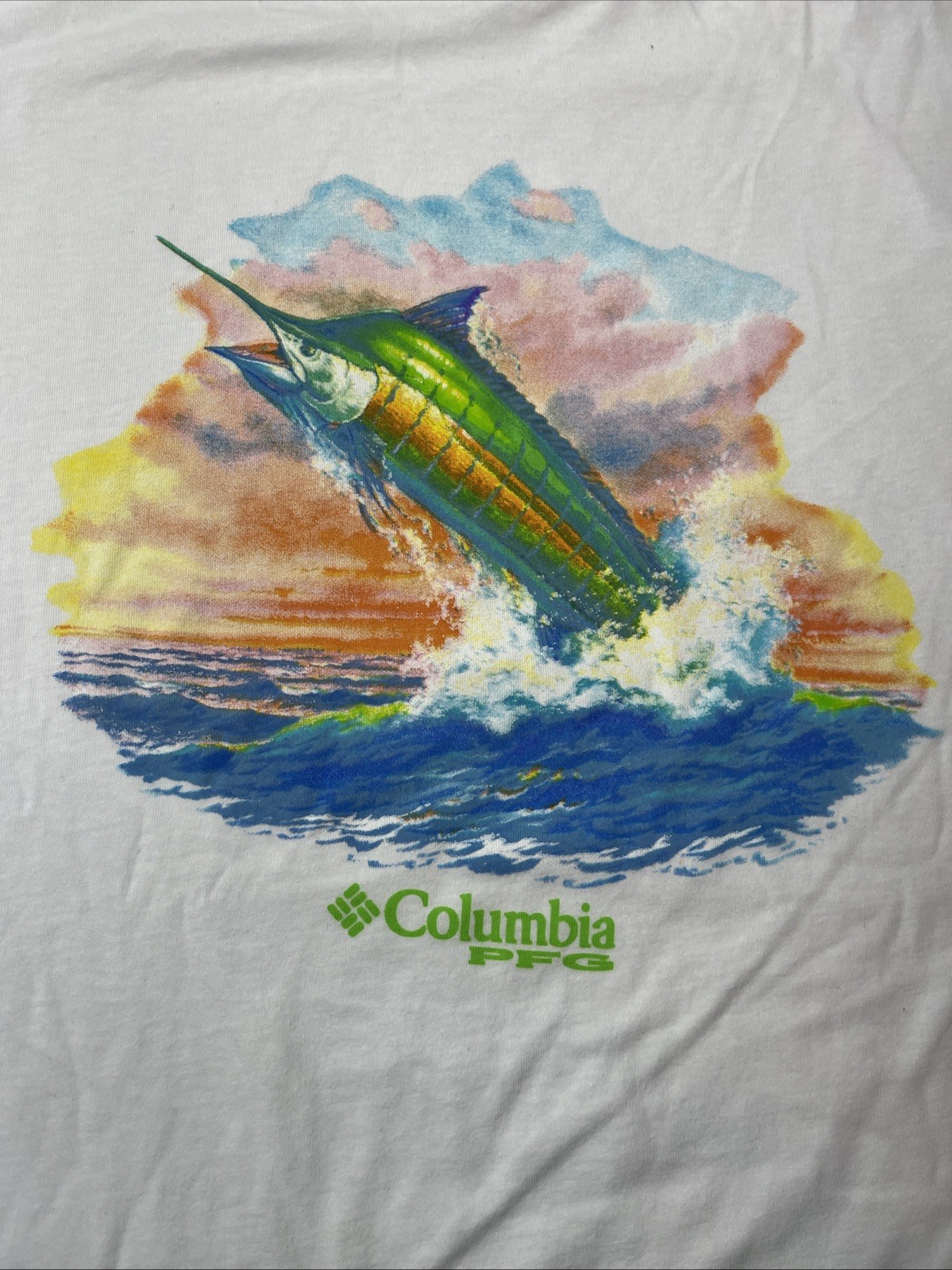 COLUMBIA SPORTWEAR Watercolor Sailfish T-Shirt Swordfish Marlin PFG White XL gallery
