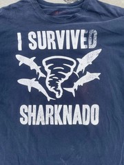 I Survived Sharknado Men’s Large Blue T-shirt Cult Movie Sharknado 100% Cotton
