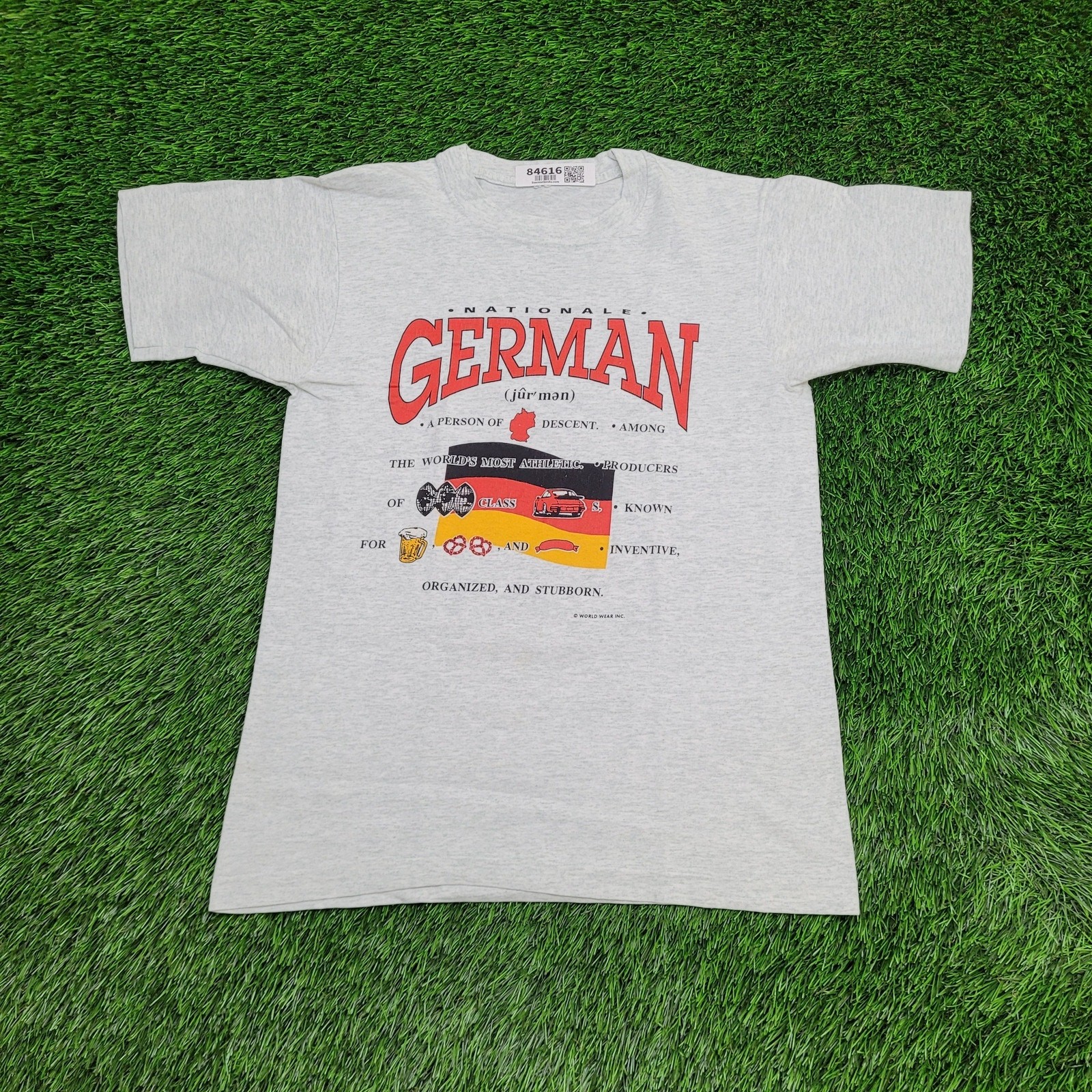 Vintage 90s German Pride Shirt S/M 19×25 Arch Spellout