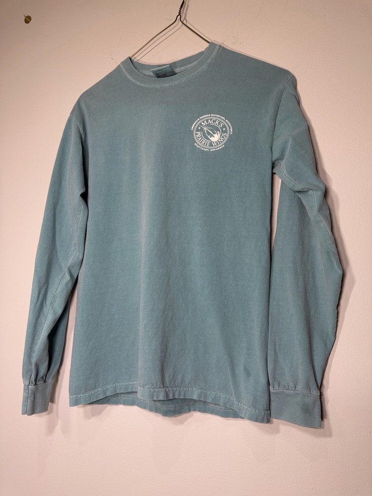 Mack’s Prairie Wings Teal-Blue Long Sleeve Tee. SKU BB105