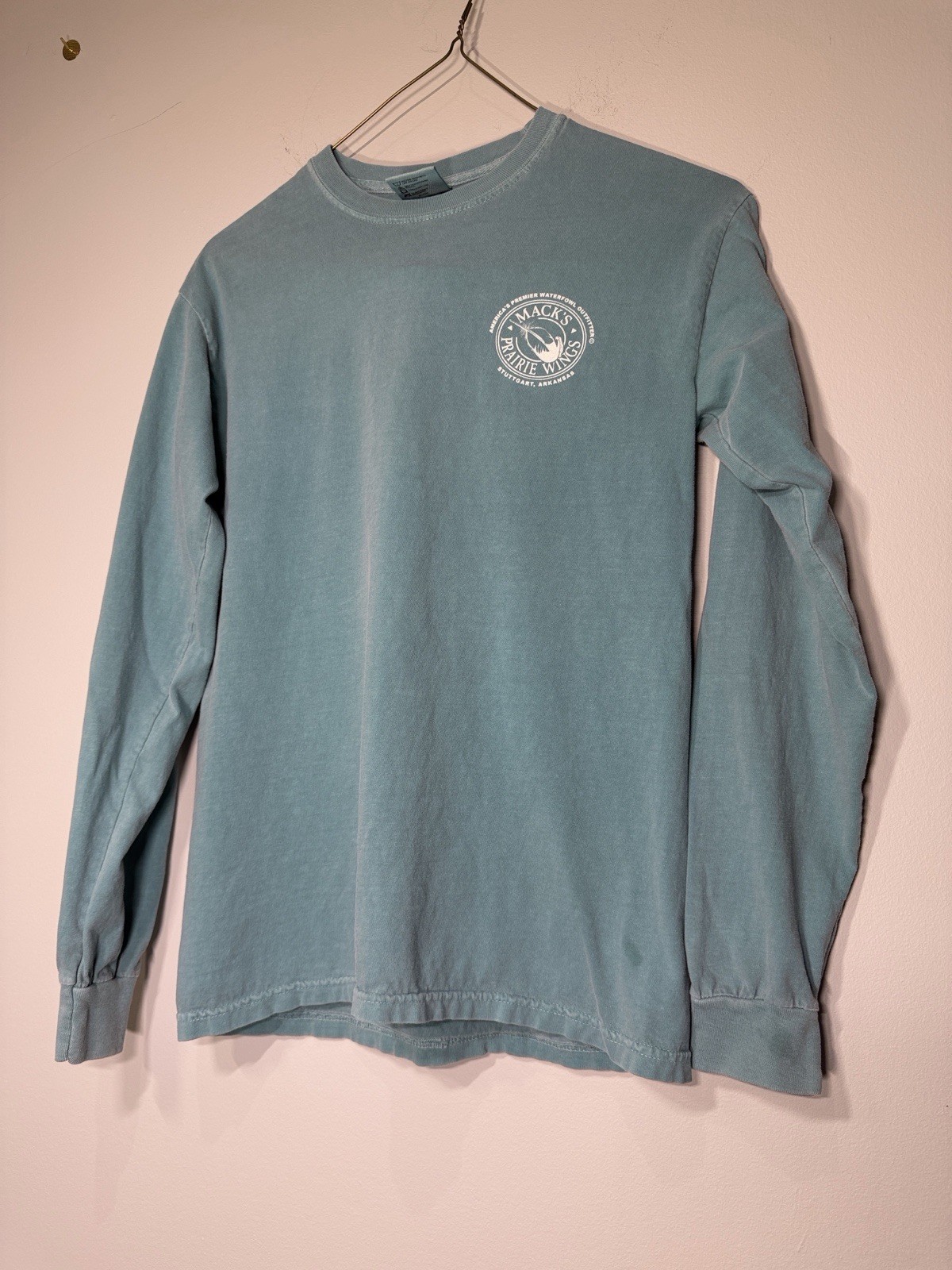 Mack’s Prairie Wings Teal-Blue Long Sleeve Tee. SKU BB105