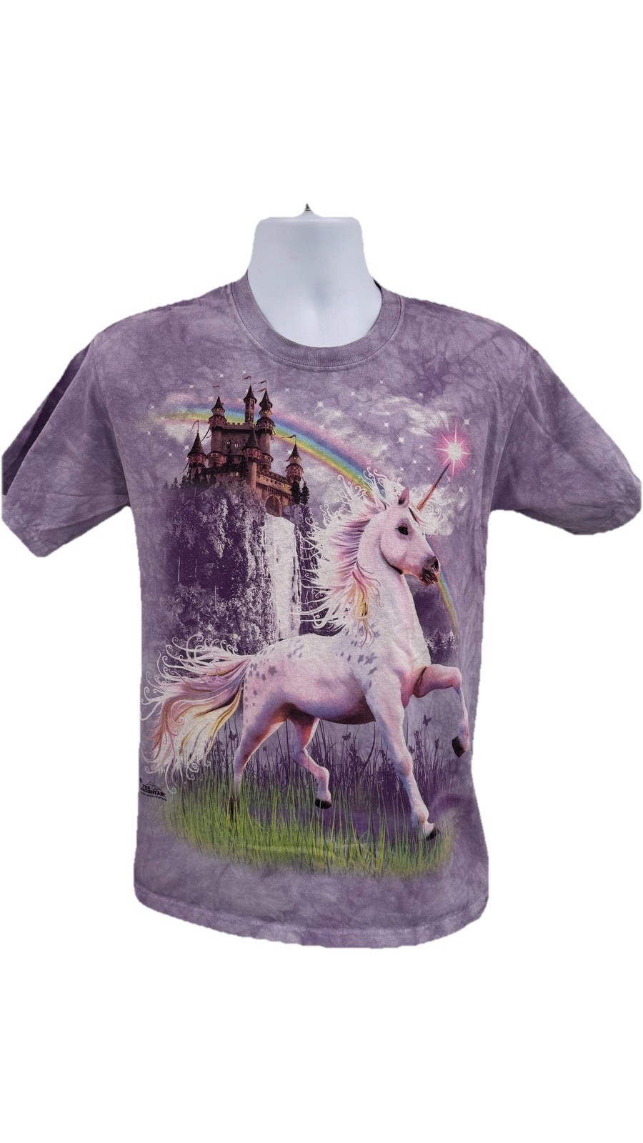 Y2K The Mountain Unicorn Purple Tie Dye T Shirt Size Small Rainbow Castle USA