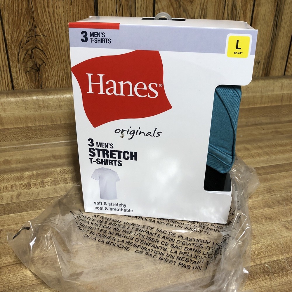 3 Pack Hanes Men’s Stretch T-Shirts Cool And Breathable Size Large New