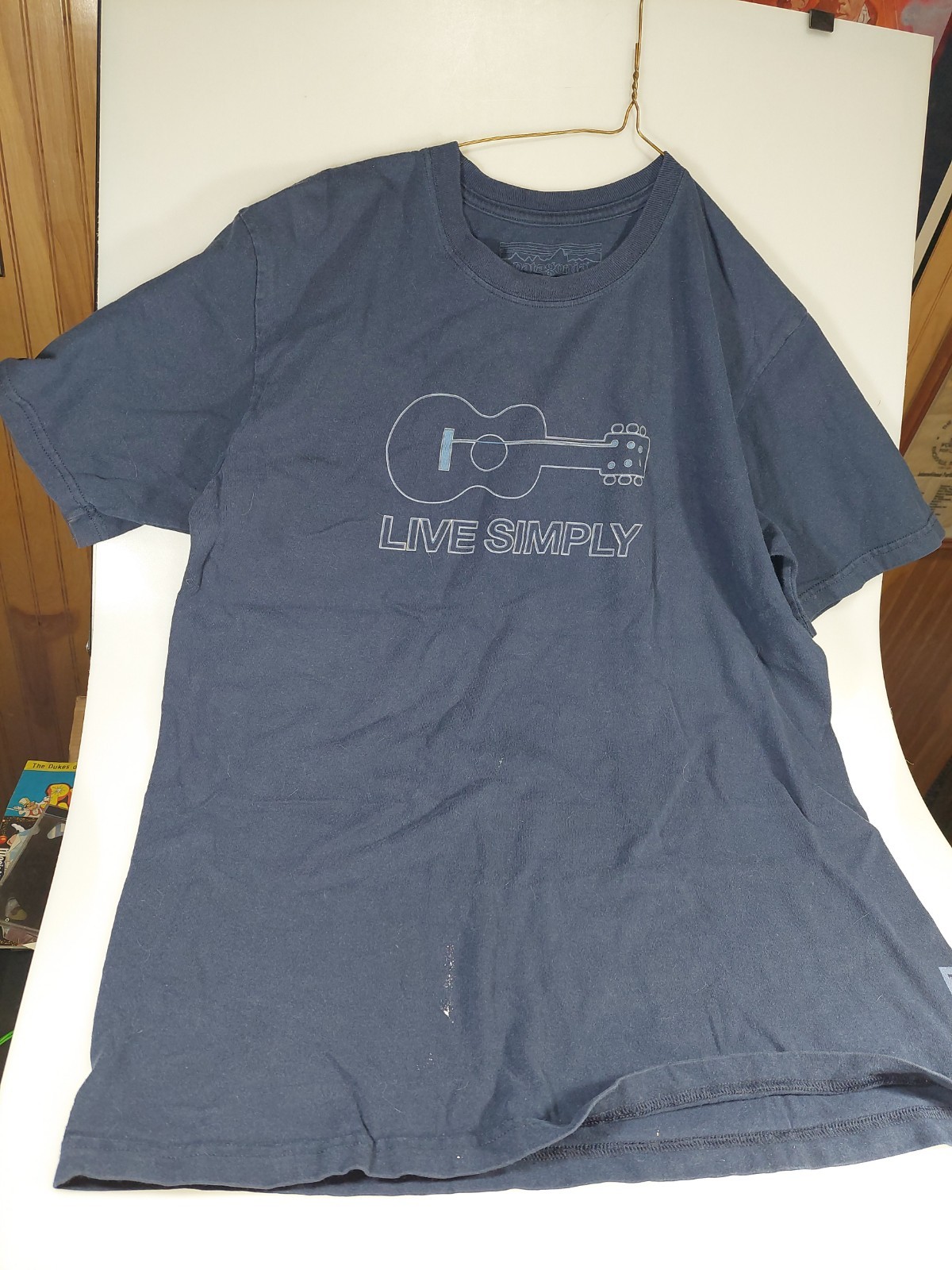 Patagonia Live Simply One String Guitar Logo Grey Tee-Shirt Size M gallery