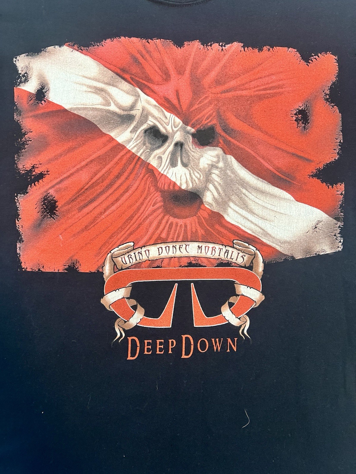 Vintage Deep Down Scuba Diver Graphic T-Shirt Mens Size Large Dive Flag Skeleton gallery