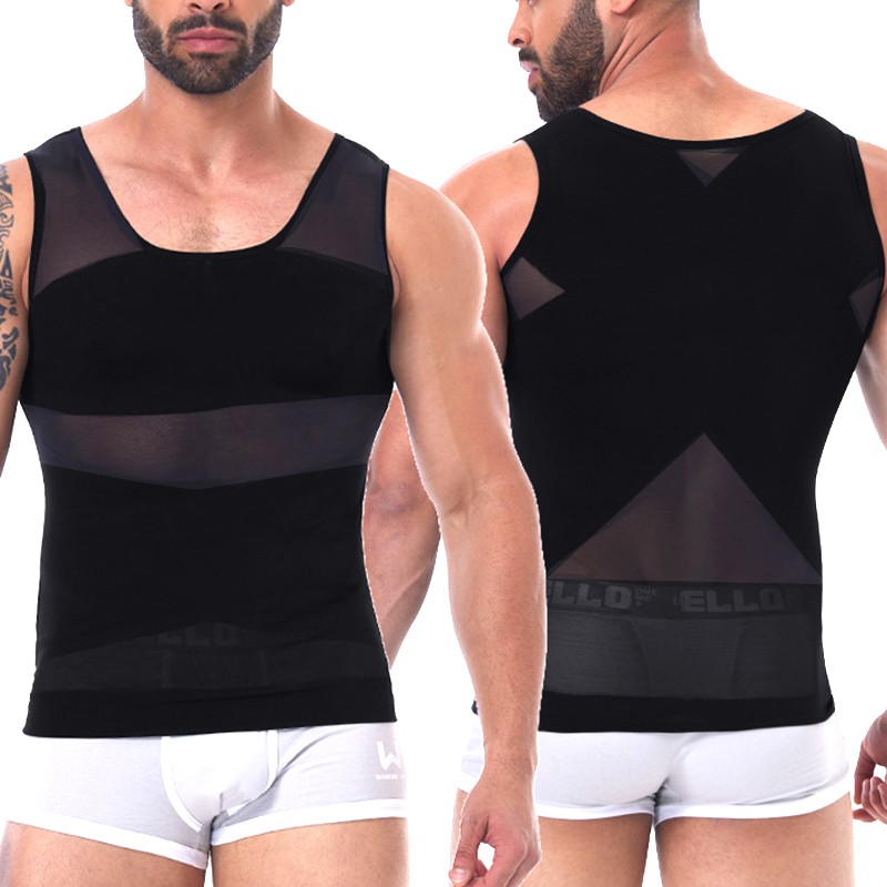 Men Abdomen Compression T-Shirt Slimming Body Shaper Posture Corrector Vest Tops gallery