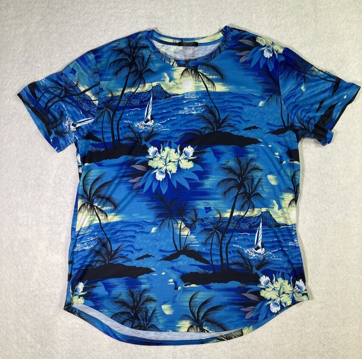 Coofandy Hawaiian Style Print outdoor beach surf tropical T shirt sz XL gallery
