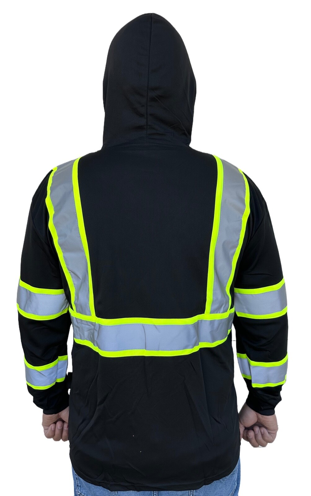 Hoodie Black High Visibility Safety Shirt With Reflective Stripes gallery