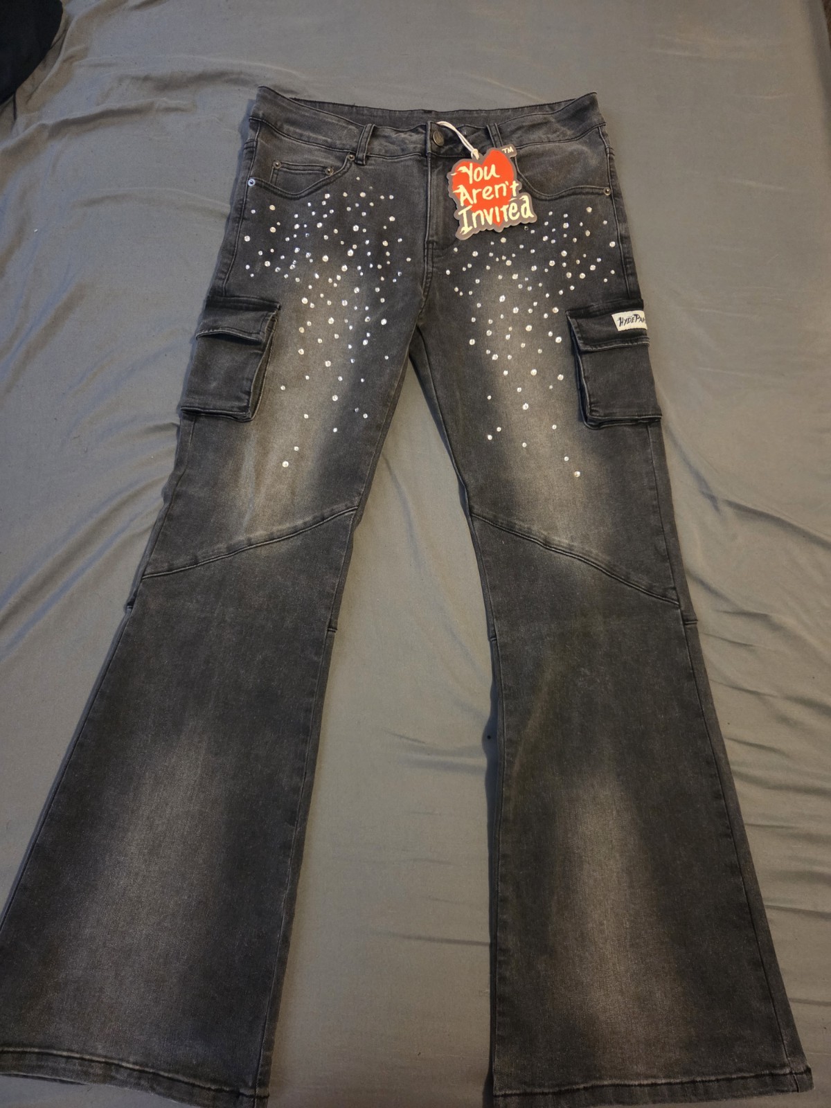 HydePark You Aren’t Invited black studded denim pants SzM