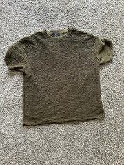 Olive Green Crew Neck Ribbed Short Sleeve Large
