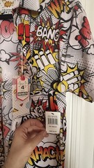 Oh Snap Drill Clothing Comic Pop Art Shirt Mens M Stretch Button Up Bang Pow