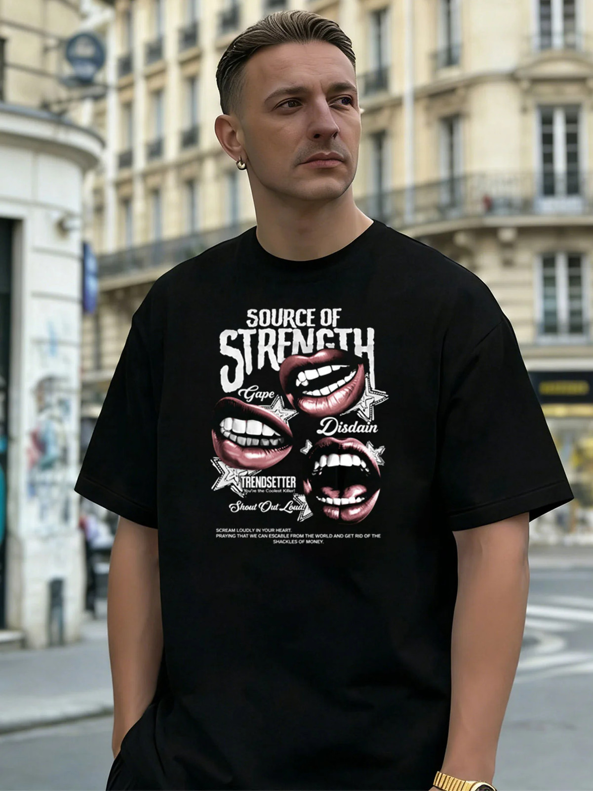 Lips Graphic 100% Cotton Men's T-Shirt, Suitable for Daily Streetwear gallery