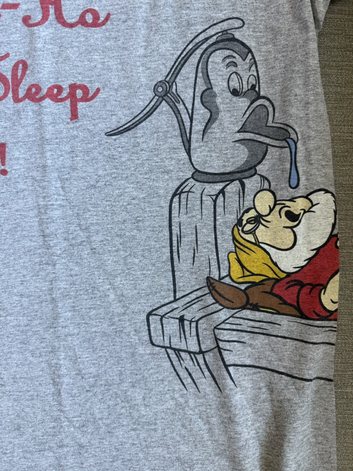 Vntg Disney Snow White & The Seven Dwarfs Sleep Gray T Shirt OSFA Disneyland gallery