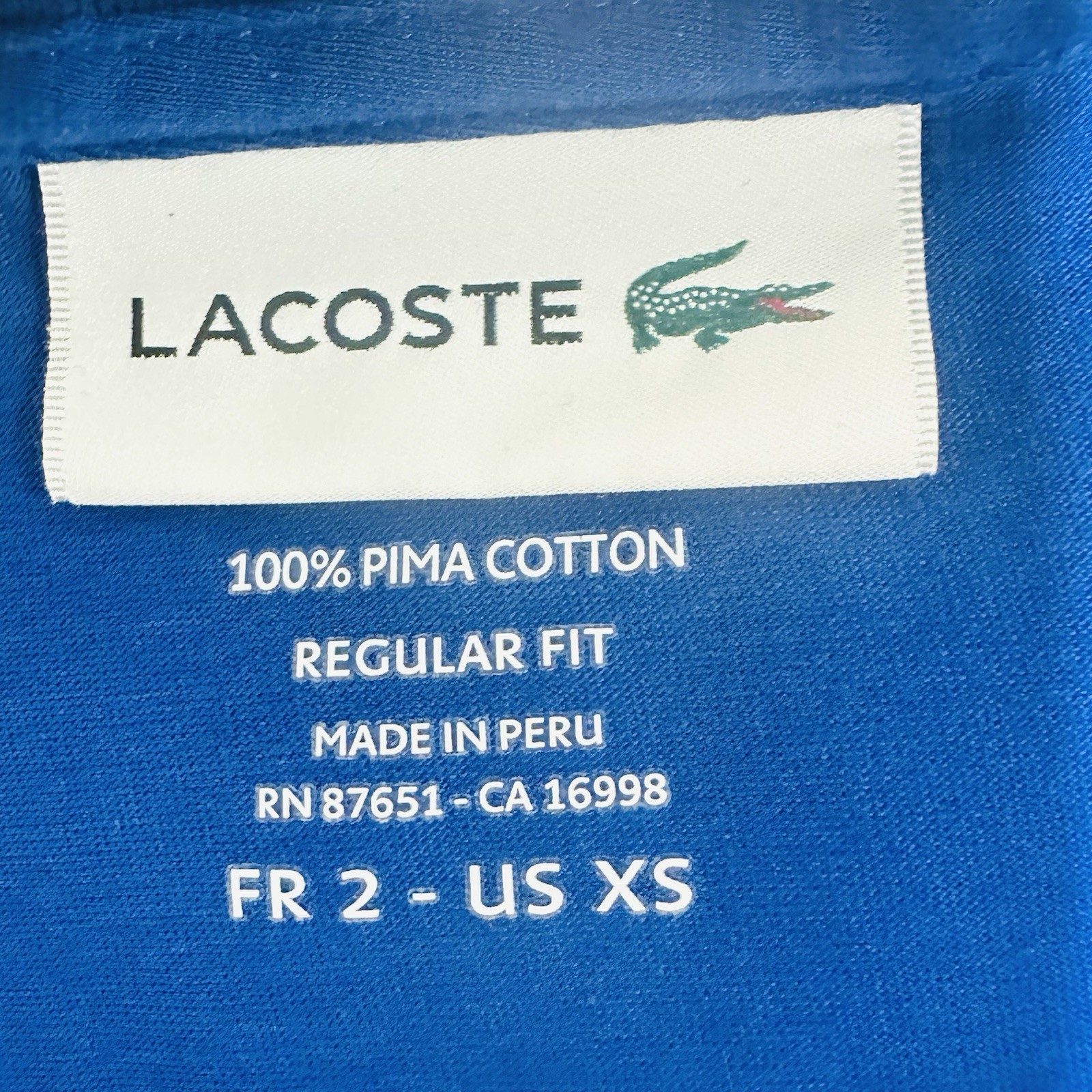 Lacoste Men's Regular Fit Crew Neck T-Shirt Blue Size 2 (XS ) Pima Cotton TH6709 gallery