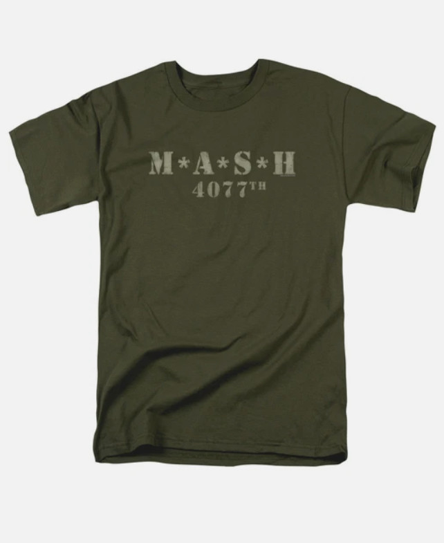 Mash Distressed Logo T Shirt Mens 4077 Licensed Classic TV Show Military Green gallery