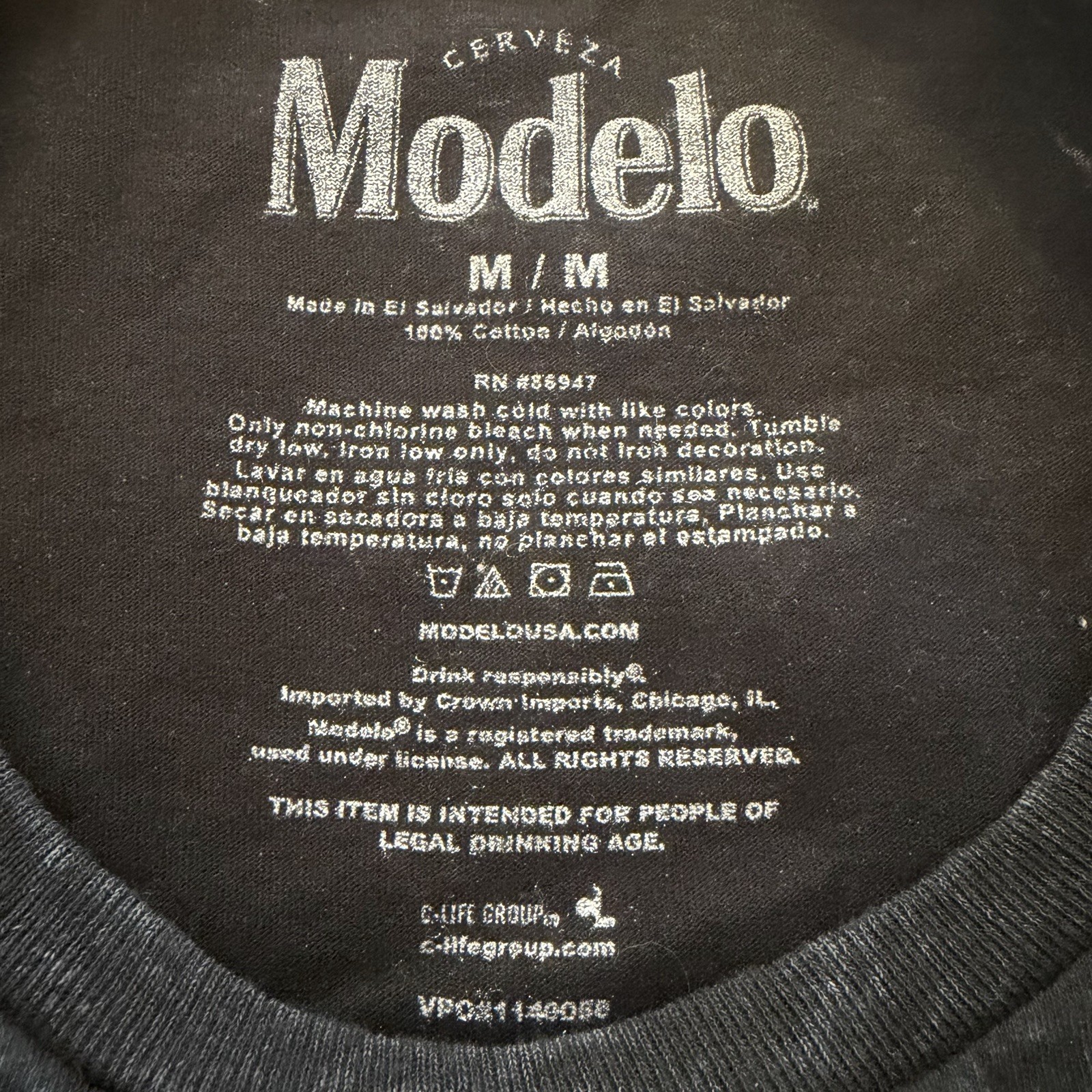 Modelo Cerveza Est 1925 Graphic T-Shirt Men’s Size M NWT Black with Grey Fleck gallery