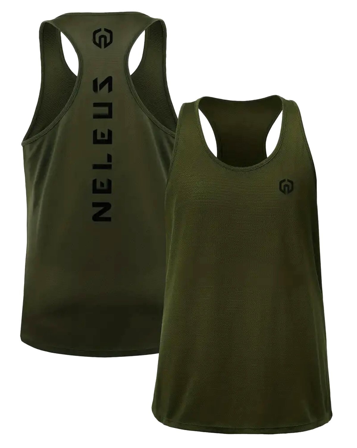 NELEUS 'Dry Fit Logo Muscle' Mesh Tank Top Mens S Gym Workout Exercise Olive NEW gallery