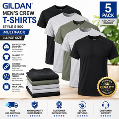 Gildan Mens Crew T-Shirts Multipack Style G1100 100% Cotton Plain Tee Size Large