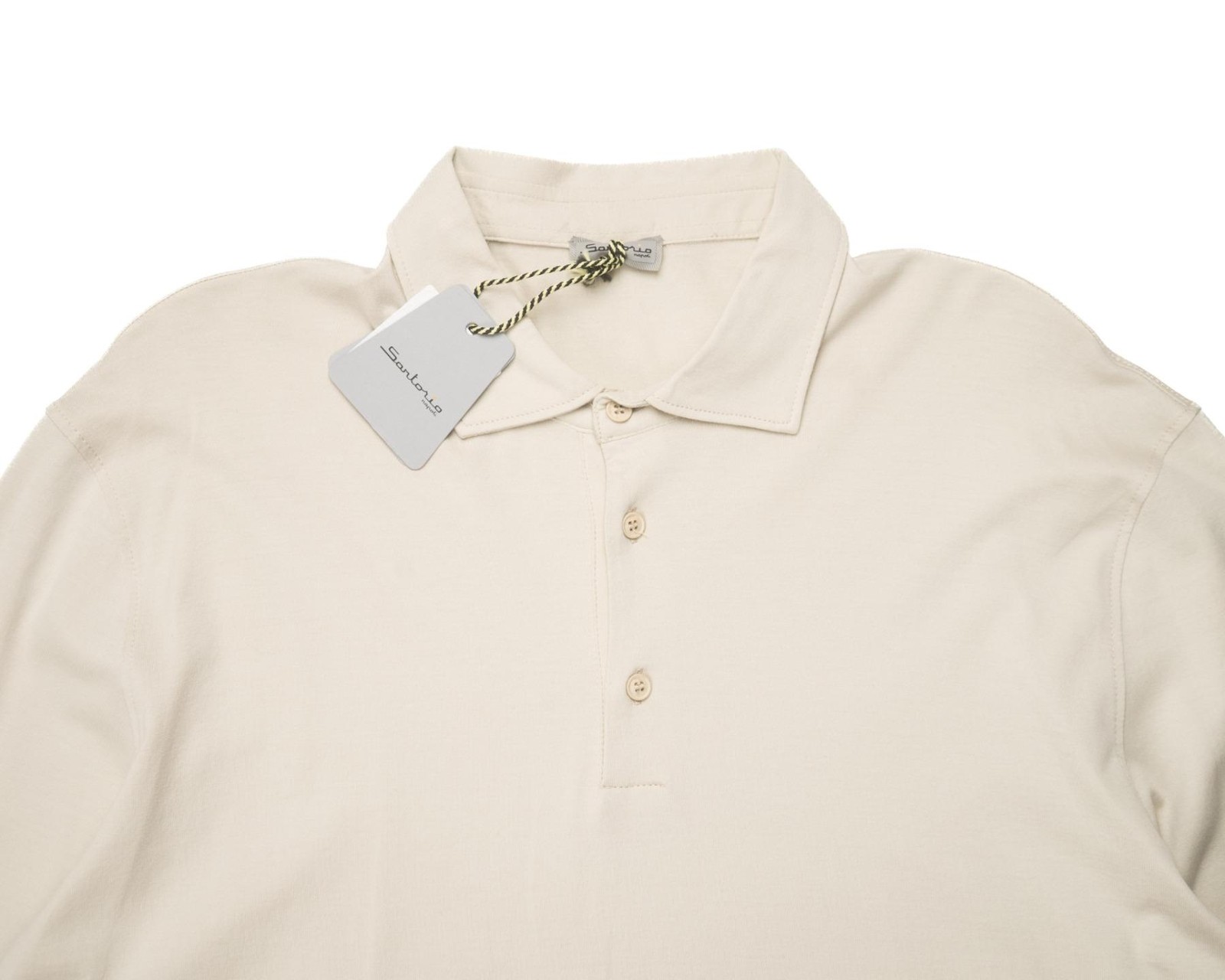 Sartorio $675 Light Beige Slim Long Sleeve Polo Shirt Cotton Jersey XXL (56 IT) gallery