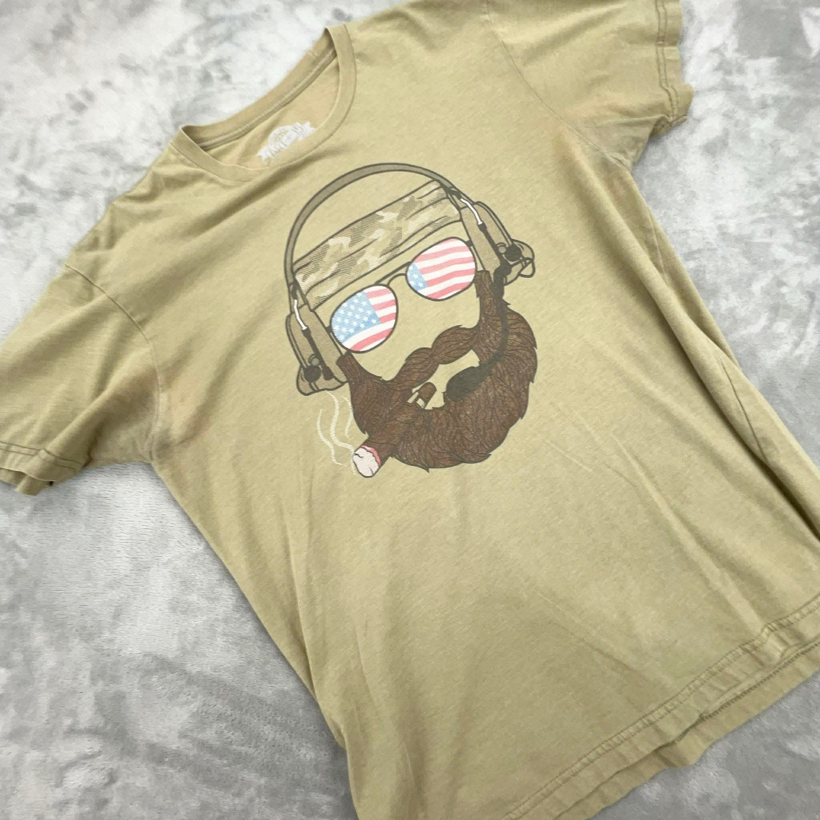 Art 15 Clothing Men's Large Tan Graphic T‑Shirt Veteran Owned Bearded Operator gallery