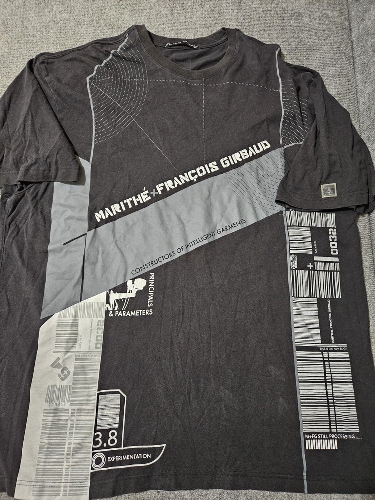 Y2K Blue Marithe Francois Girbaud Black T Shirt Size 2X