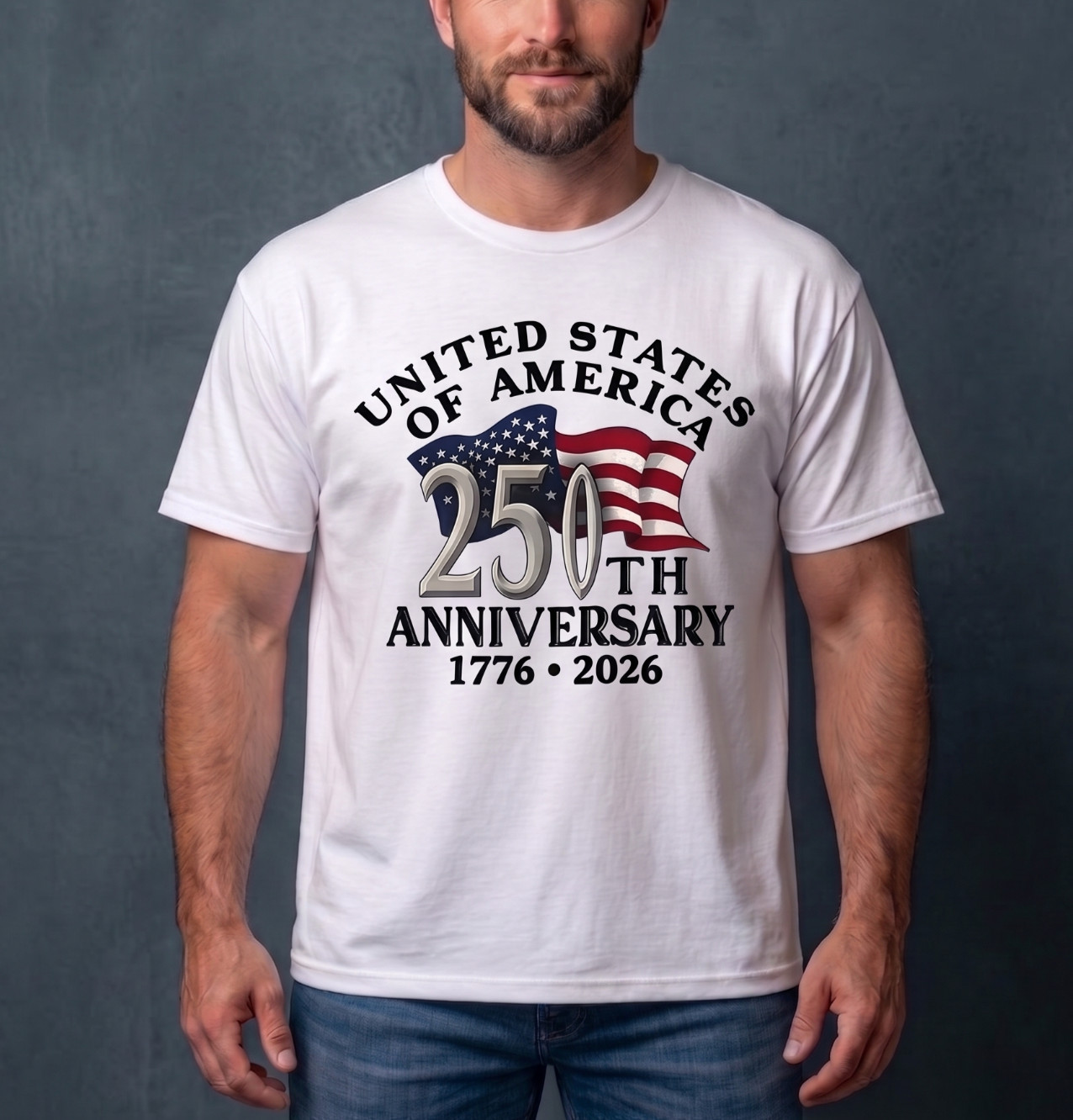 United States of America 250th Anniversary T-Shirt Patriotic Men Graphic Tee