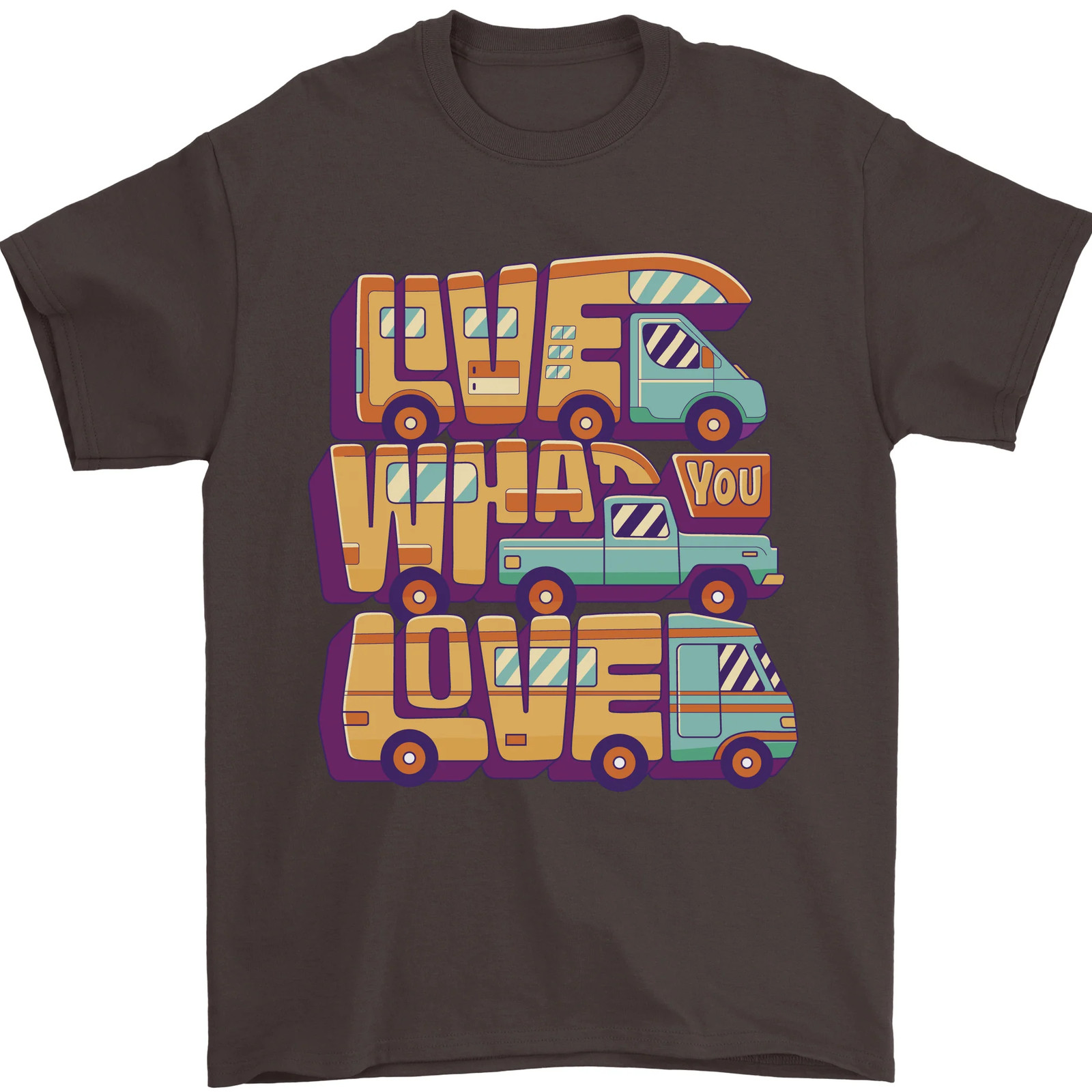 Motorhome Live What You Love RV Caravan Mens T-Shirt 100% Cotton gallery