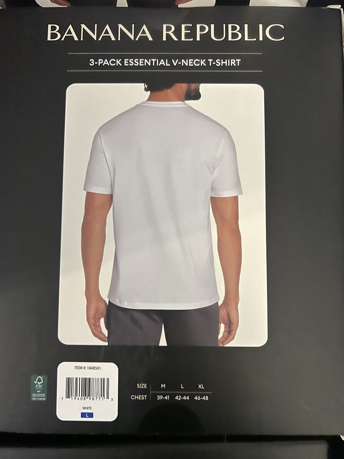 New Banana Republic 3 Pack Men’s V-Neck Tee White T-shirt Size Large Brand New gallery