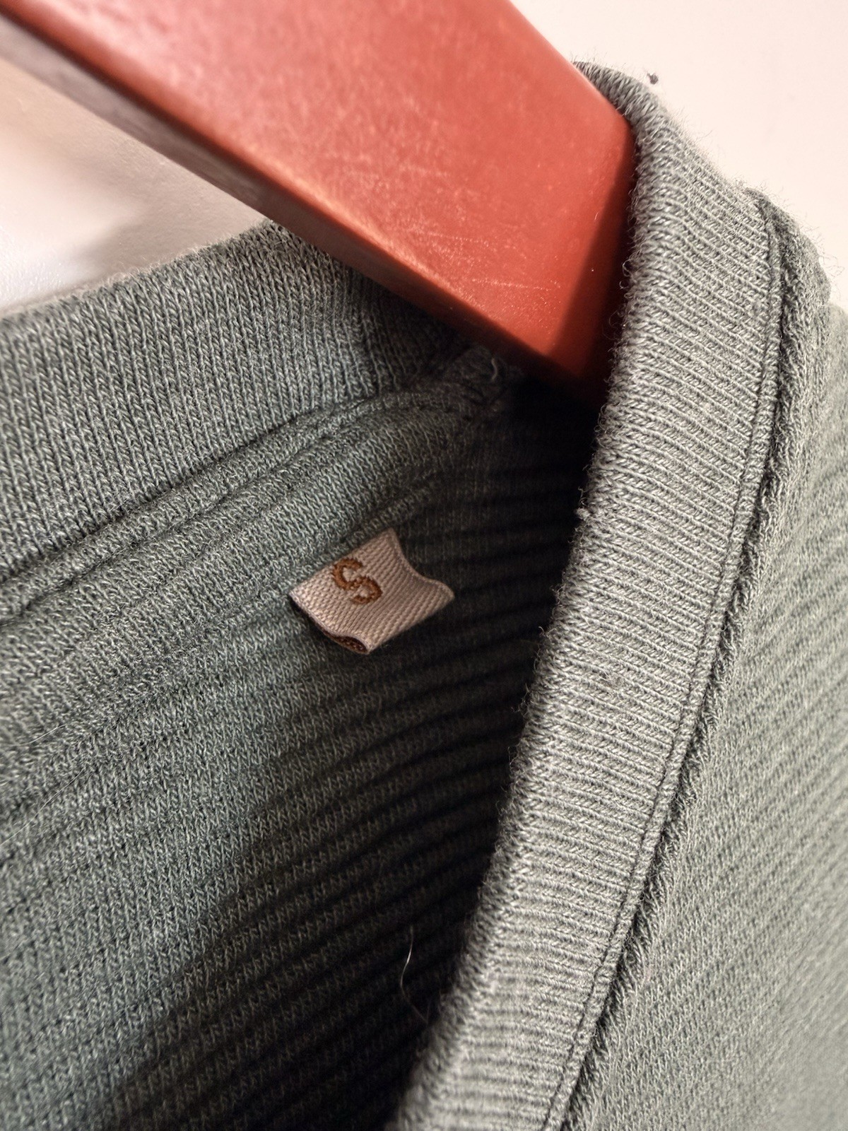 Common People Men Olive Textured T-Shirt Fine Striped Texture Size S gallery