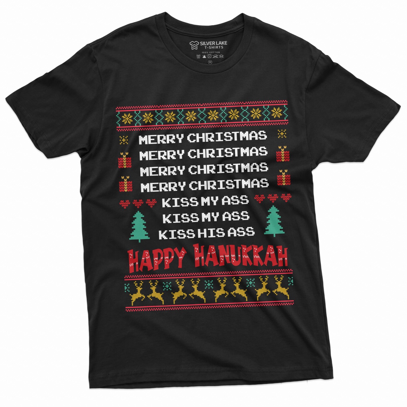 Men’s Holiday Funny Shirt Merry Christmas Happy Hanukkah T-shirt classic movie T