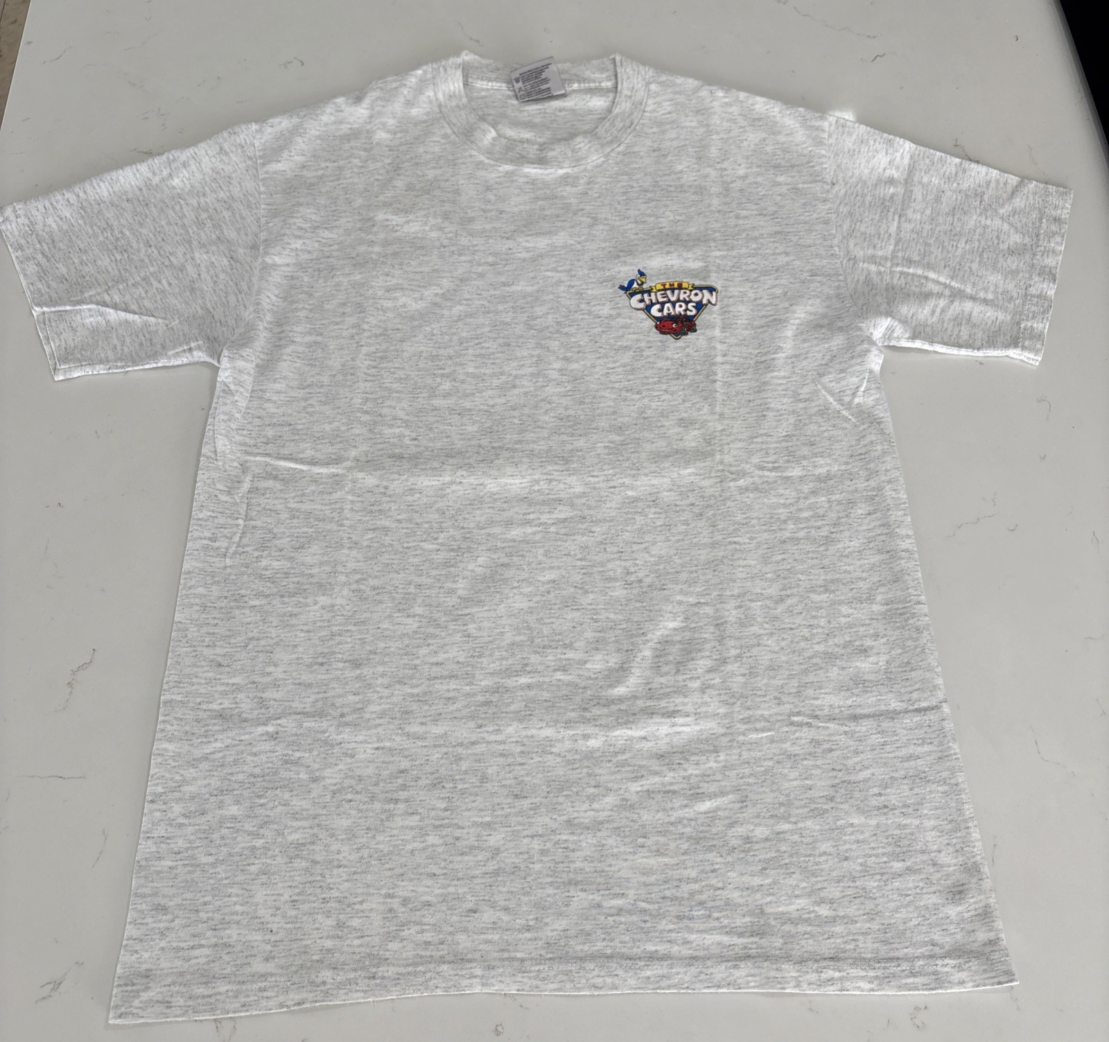 Y2K 90s The Chevron Cars T-shirt Purple automobile Car Wash Heather Gray Size M gallery