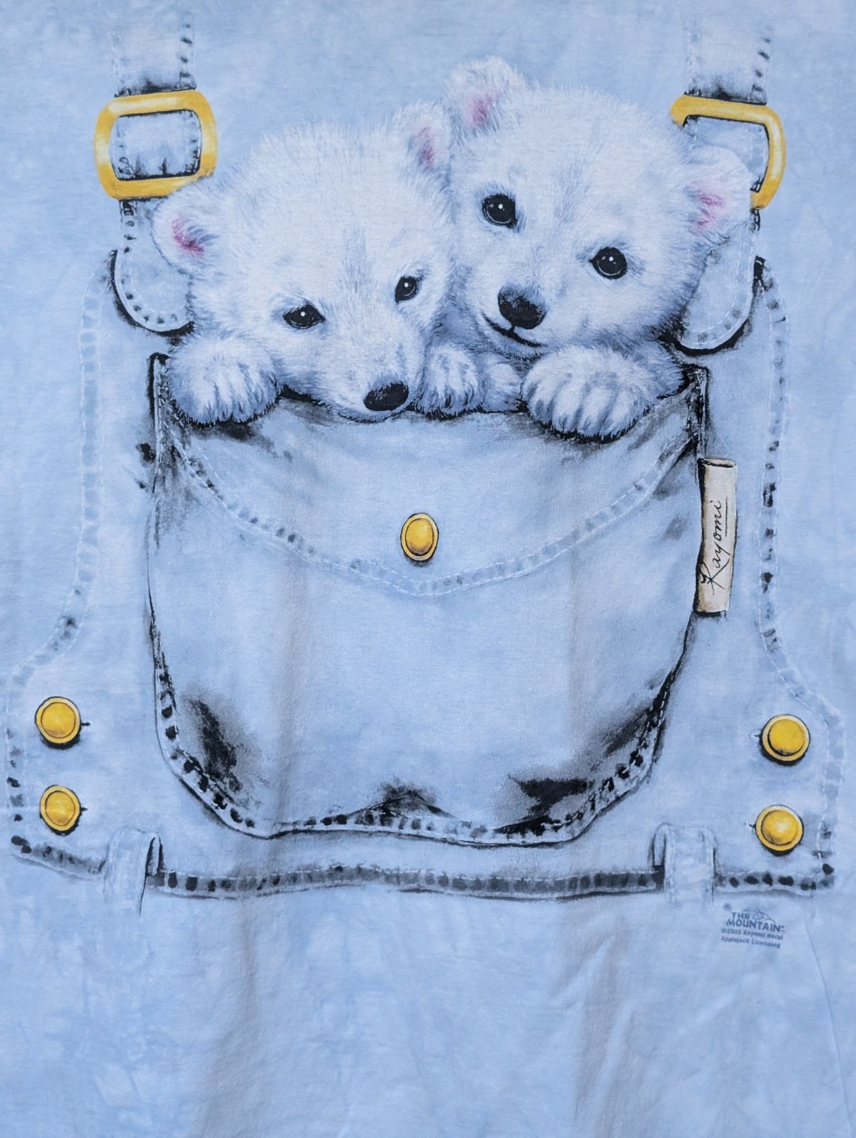 The Mountain Mens T-shirt Blue Polar Bear Cubs In A Pocket Vintage XL #4593 gallery