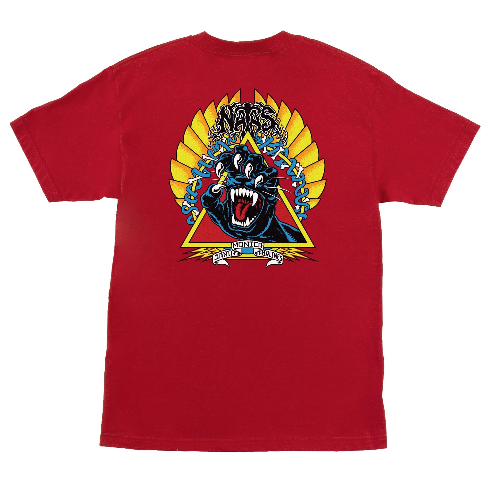 Santa Monica Airlines Natas Kaupas SCREAMING PANTHER Skateboard T Shirt RED gallery