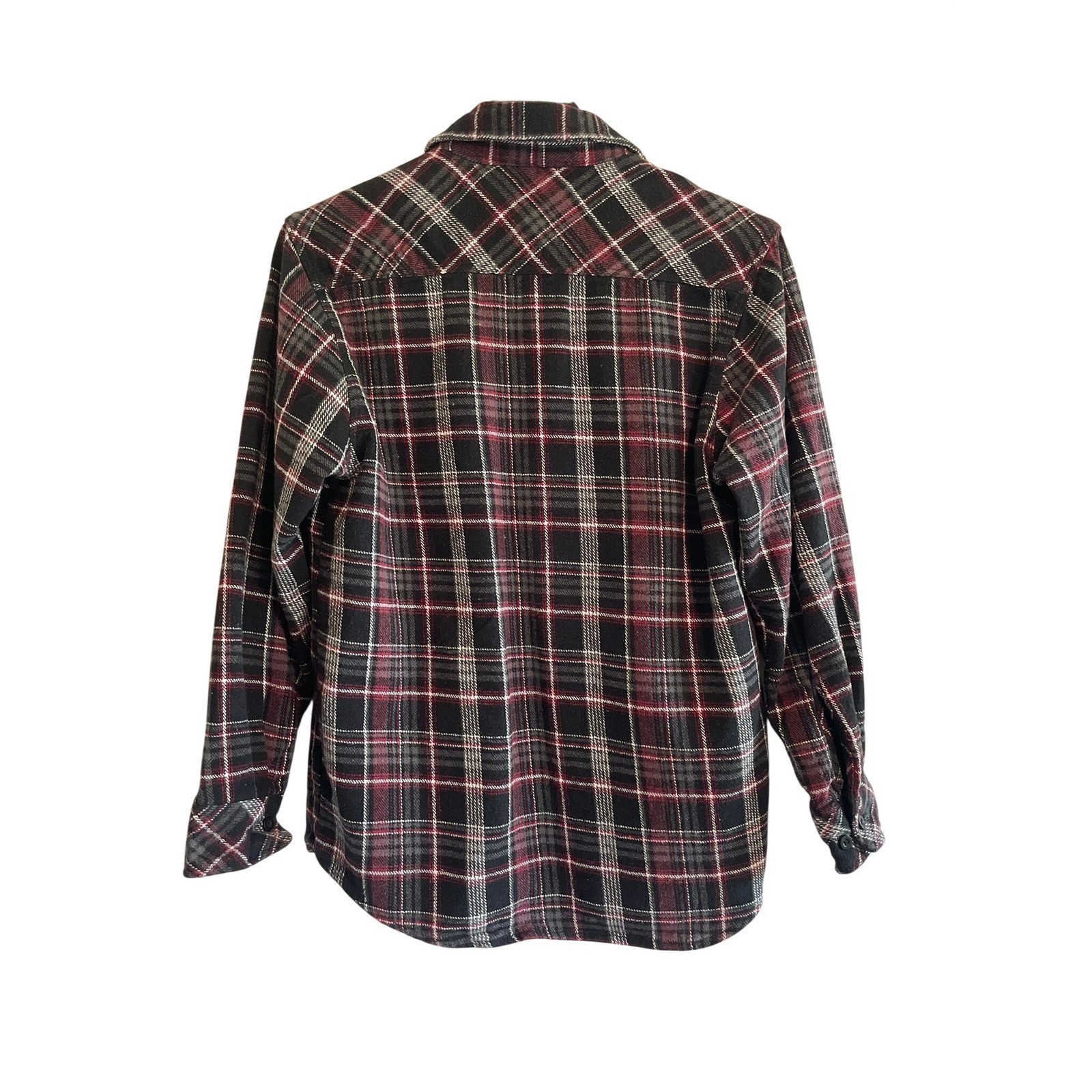 Genuine Dickies Men 100% Cotton Red Black Plaid Flannel Button Down Shirt S gallery
