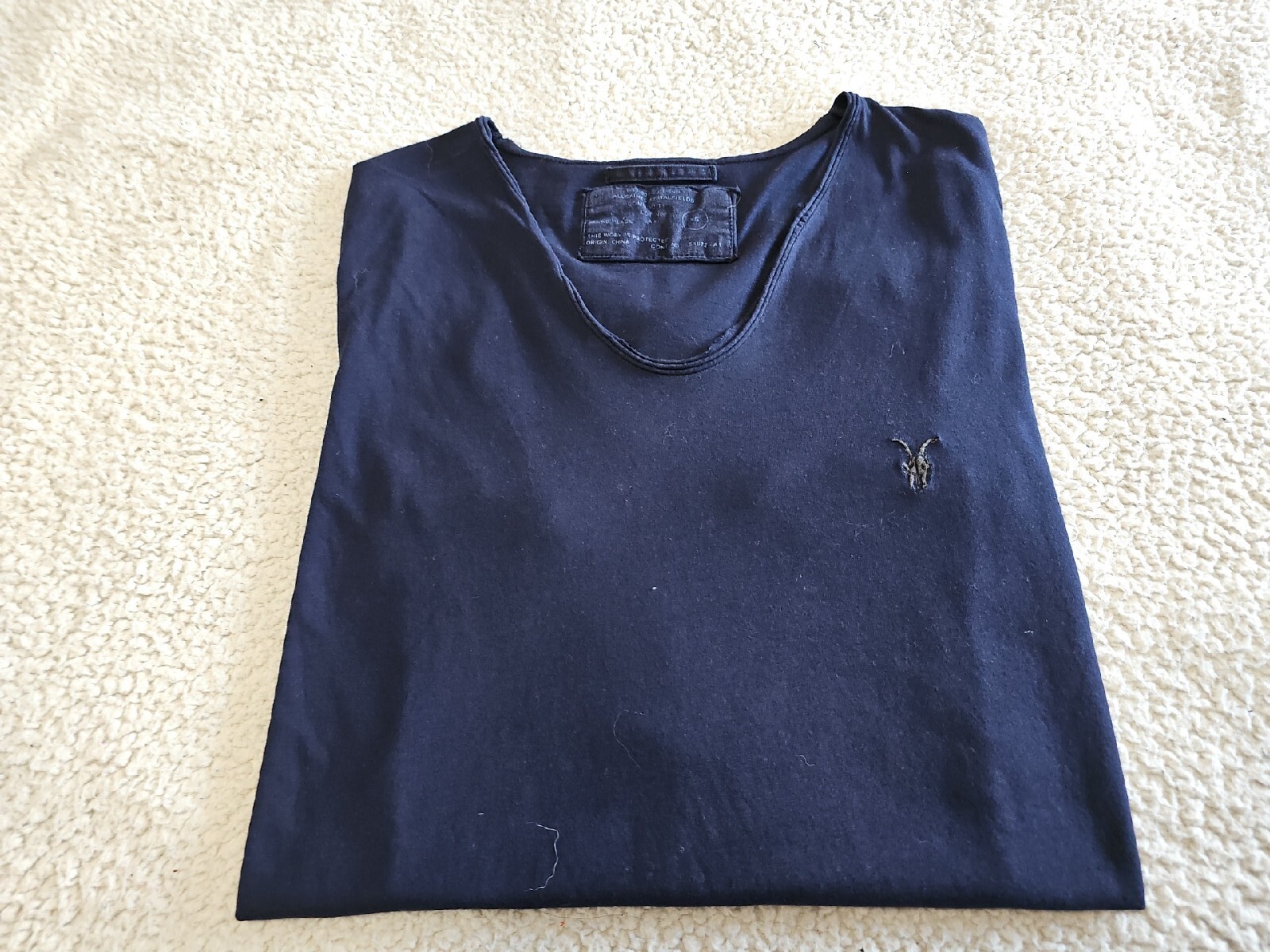 ALLSAINTS Spitalfields Jacks Place Blue S/S Tonic Scoop Neck Shirt Sz XS gallery