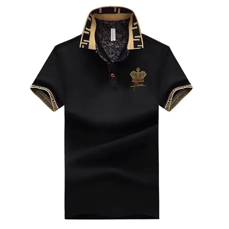 New Men Luxury Diamond Crown Rhinestones Fashion Polo T-Shirt High Quality gallery