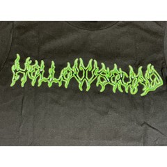 Hollow Squad Black Graphic Tee Small Green Flame Logo Grunge Goth Skater