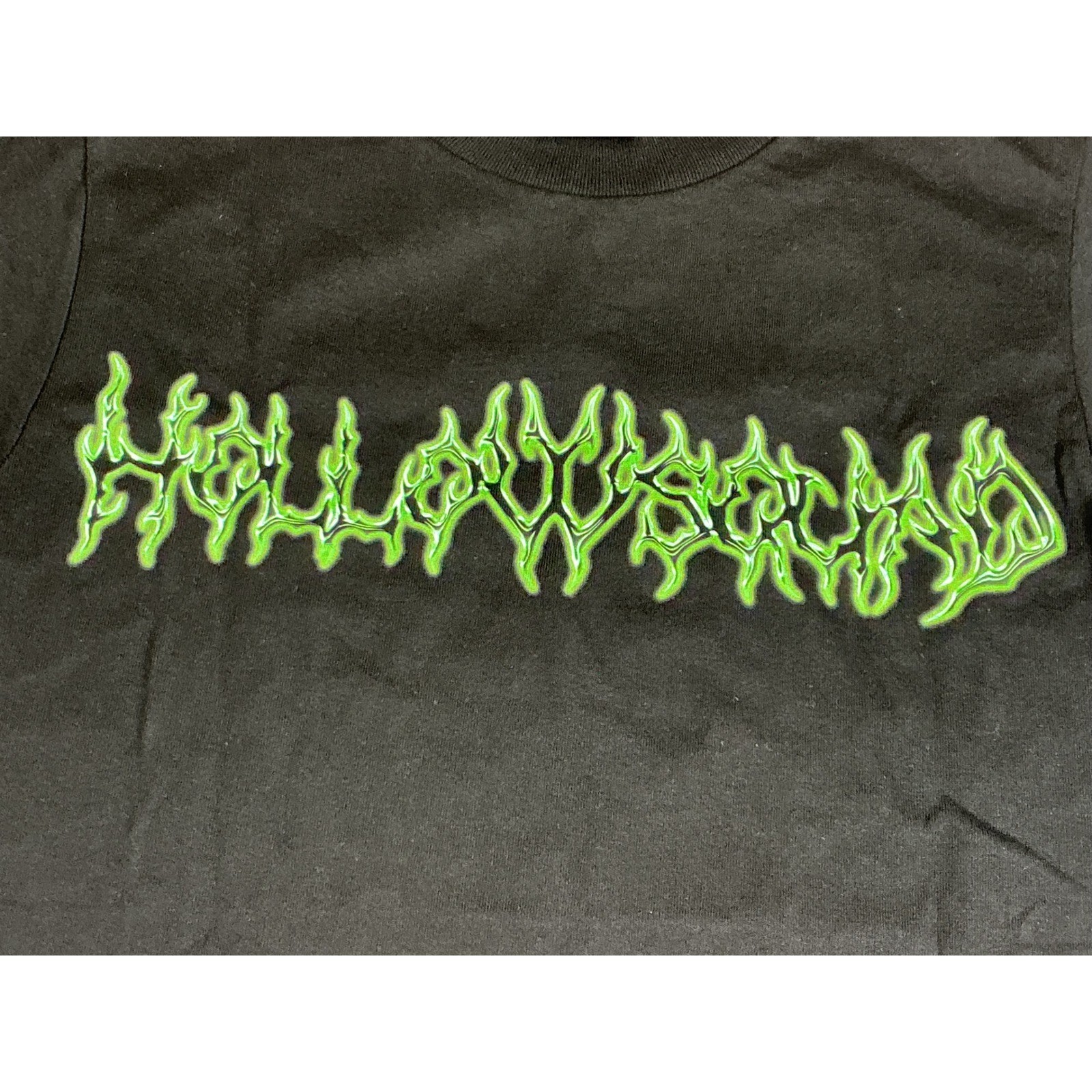 Hollow Squad Black Graphic Tee Small Green Flame Logo Grunge Goth Skater gallery