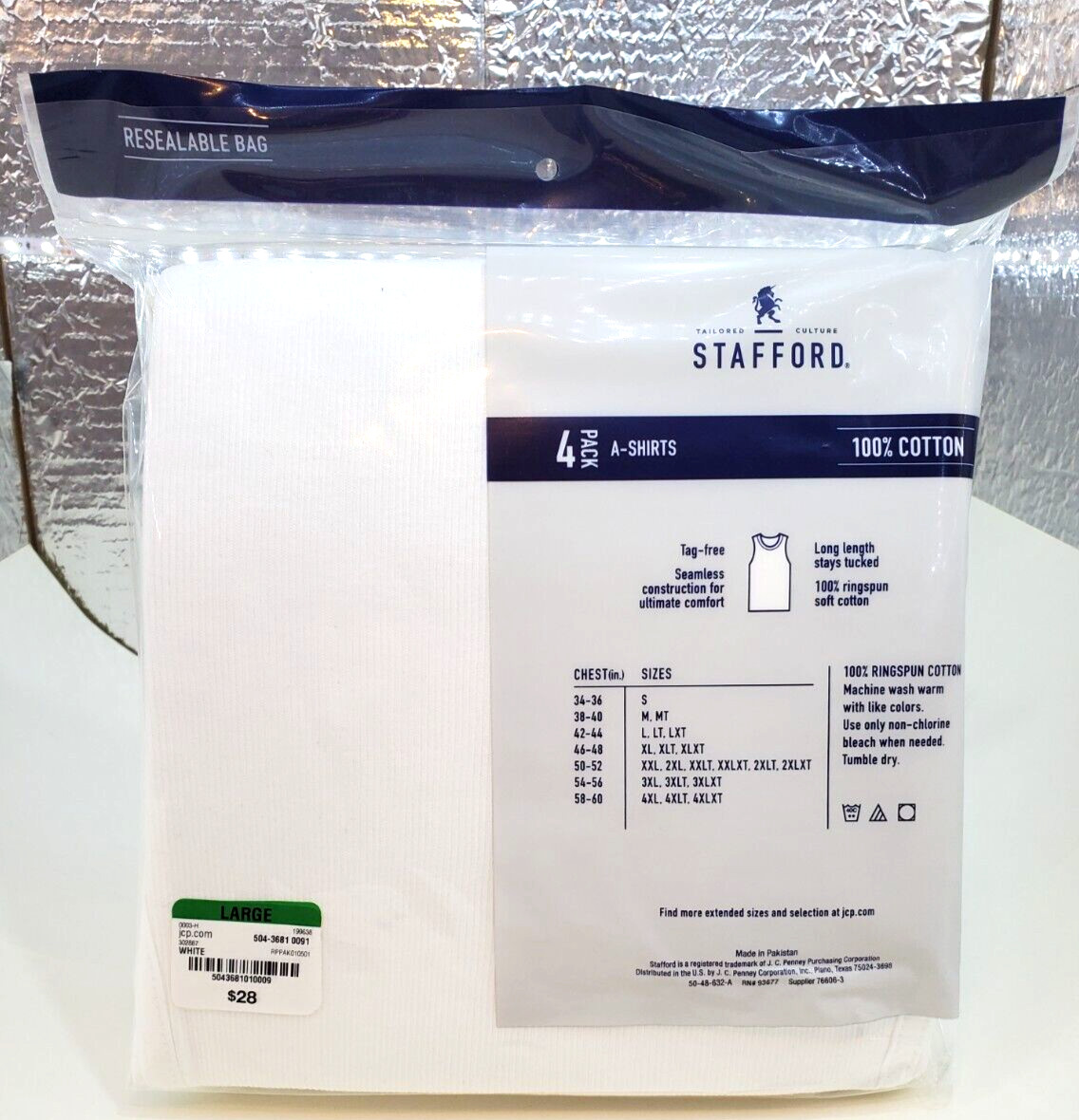 Stafford Super Soft 100% Cotton A-Shirts Ribbed Tank Top 4 Pack Large gallery