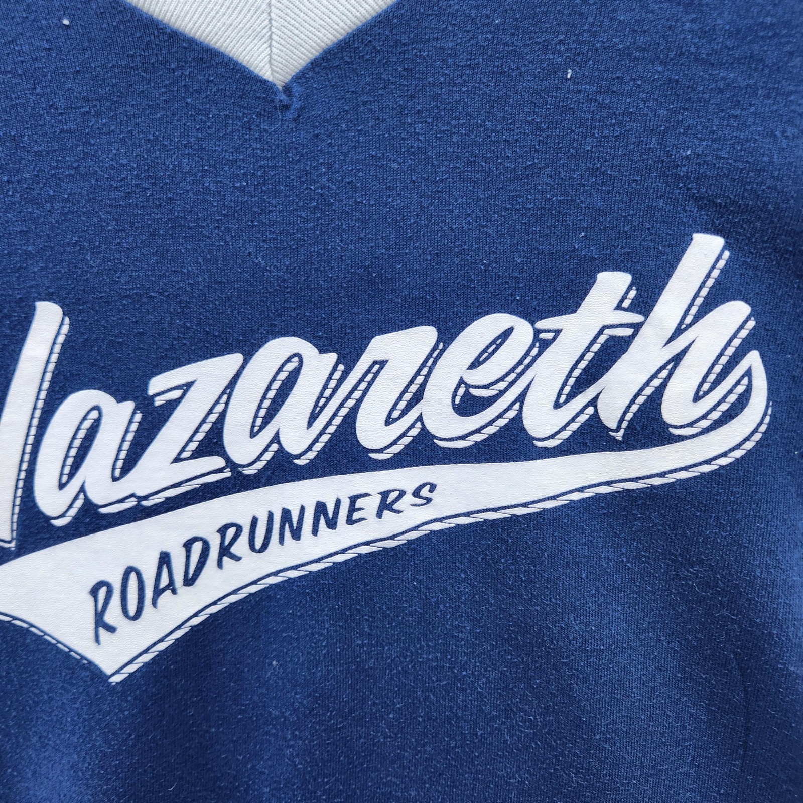 Nazareth Roadrunners Shirt Mens Medium Blue V Neck Ringer Augusta Sportswear gallery